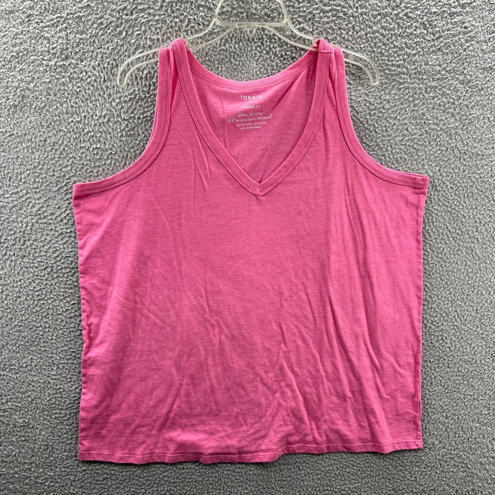 Torrid Womens Tank Top 3X Pink V Neck Soft Knit Minimalist Layering Everyday